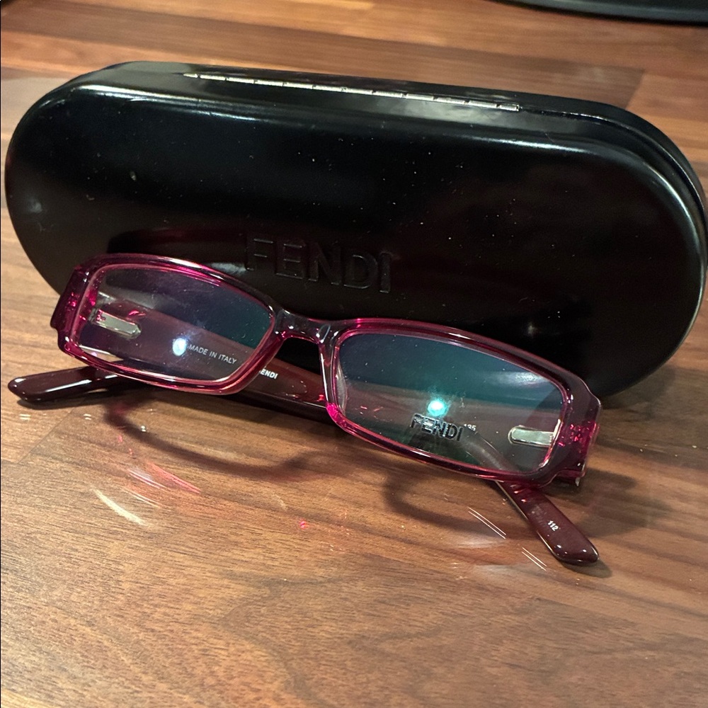 Fendi Maroon & Rhinestones Eyewear w Black Case ITALY NWOT